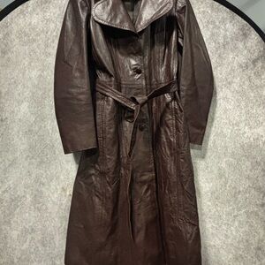 Elegant Brown Leather Coat